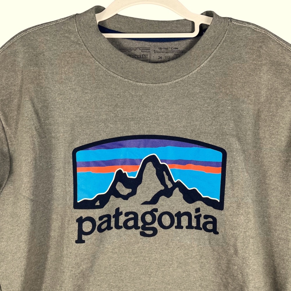 Patagonia Uprisal Crew Sweatshirt Mens L Green Fitz Roy Logo Pullover Regular